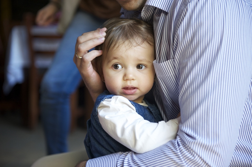 Father hug blue hug photo