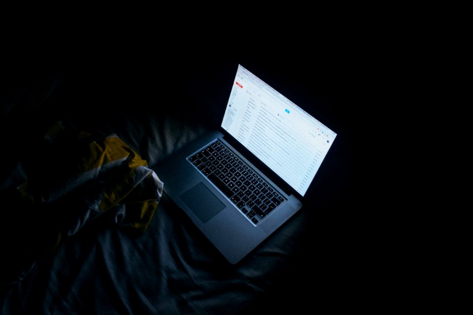 Gmail On Laptop In Dark