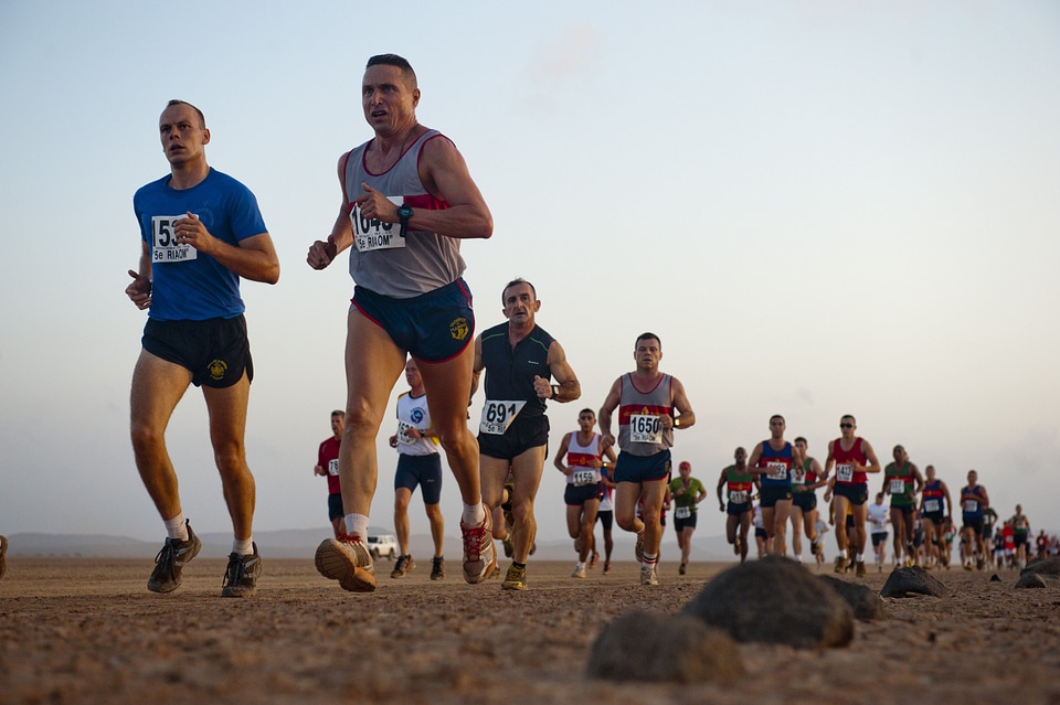 Runners joggers outside photo