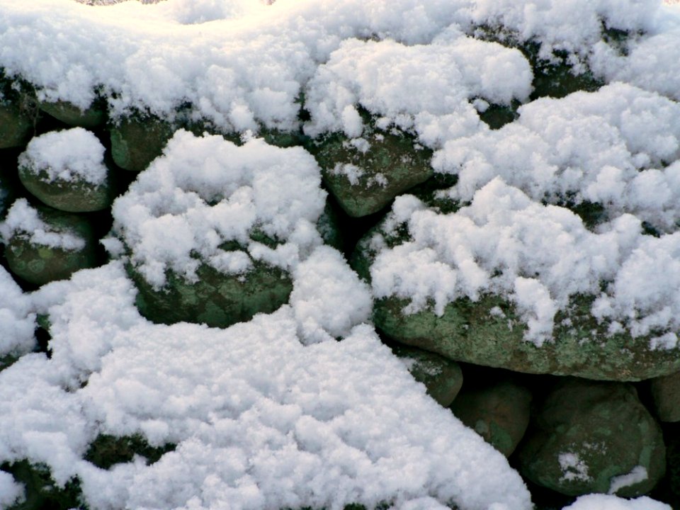 Powder Snow On Stone Wall