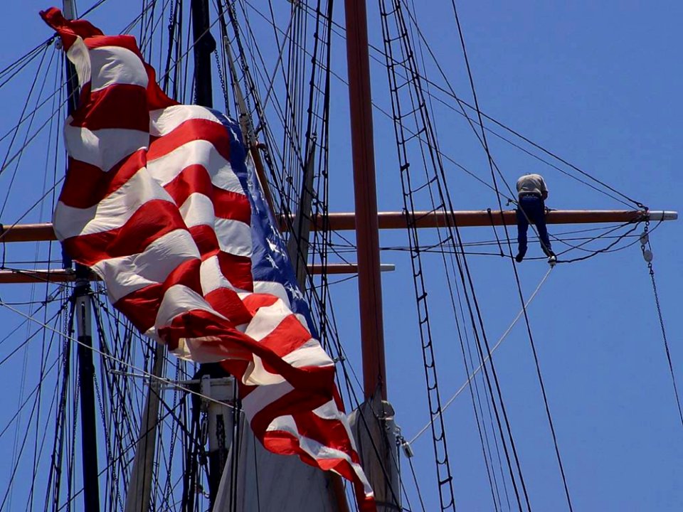 American Flag On Mast