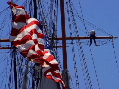 American Flag On Mast