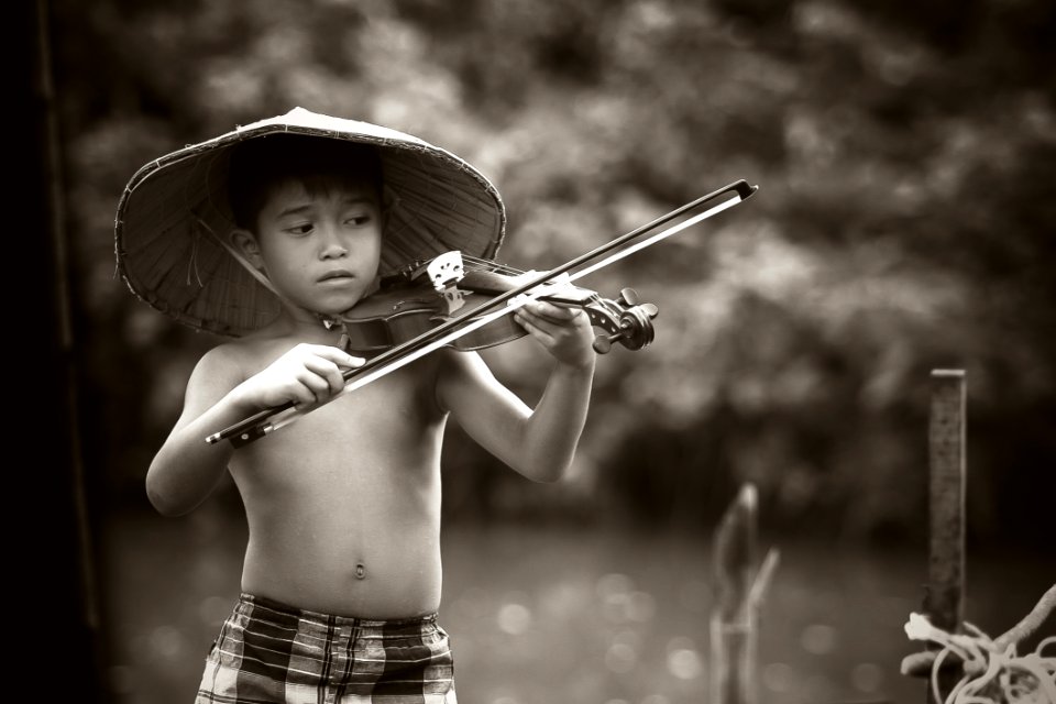 Asian Boy Playing Violin