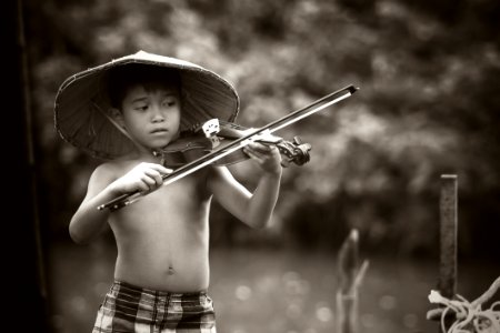 Asian Boy Playing Violin