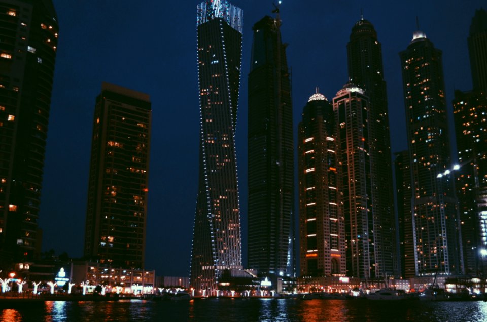 Illuminated City At Night photo