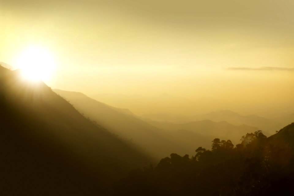 Sunset Above Hazy Mountains