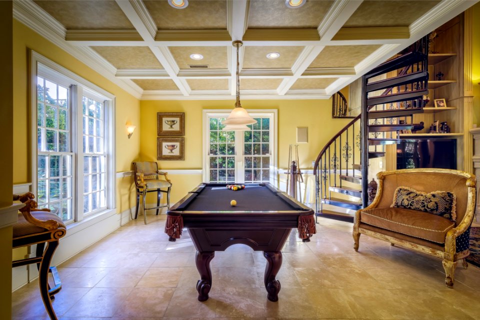 Billiard Table In Elegant Room