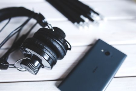Closeup Of Headphones With Smart Phone