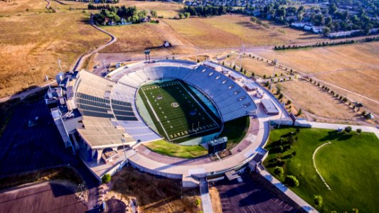 Aerial Photo Of Gray And White Stadium photo