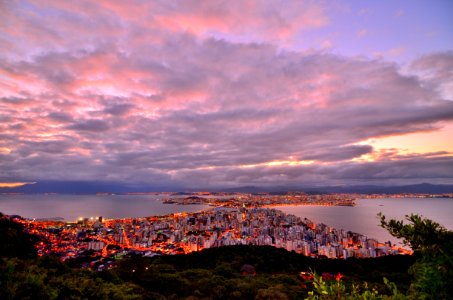 Photo Of City Buildings Taken Up On The Mountain During Dusk photo