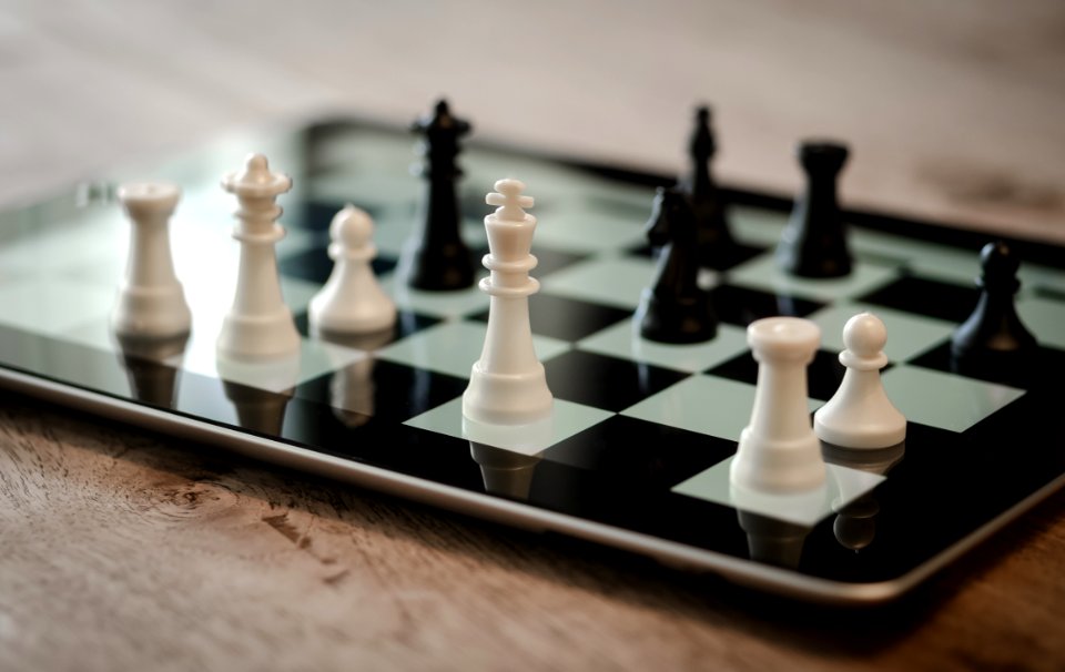 Tilt Shift Lens Photo Of Black And White Chess Pieces