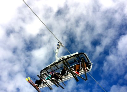 Chairlift With Skiers photo