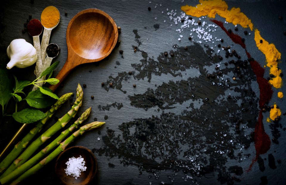 Food Ingredients Including Asparagus And Garlic