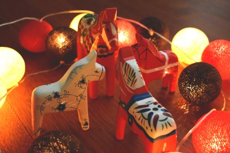 Toy Horses And Christmas Decorations photo