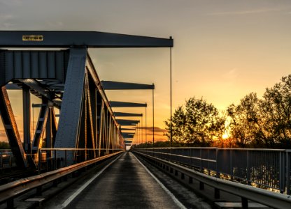 Railroad Bridge At Sunset photo