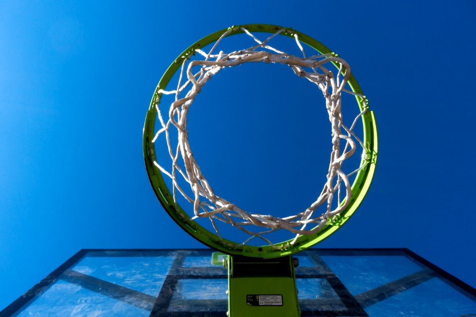Worm View Photography Of Green And Black Basketall Hoop