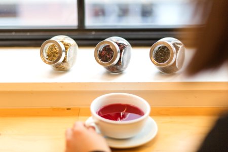Fruit Tea And Jars Of Herbs photo