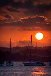 Sunset Over Boats In Marina