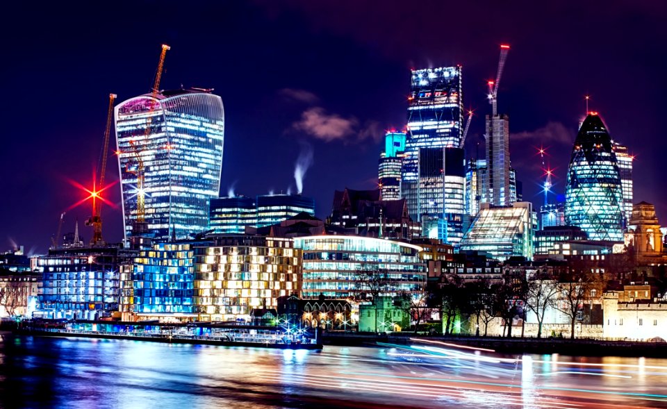 Skyline Illuminated At Night