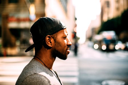 Man Wearing Cap Back To Front photo