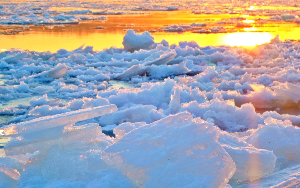 View Of Frozen Lake During Sunset