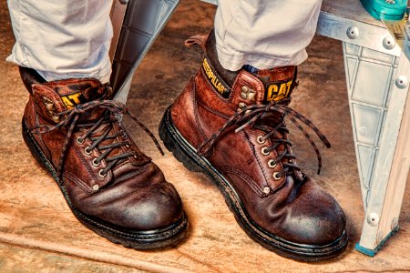 Brown Leather Caterpillar Safety Boots photo