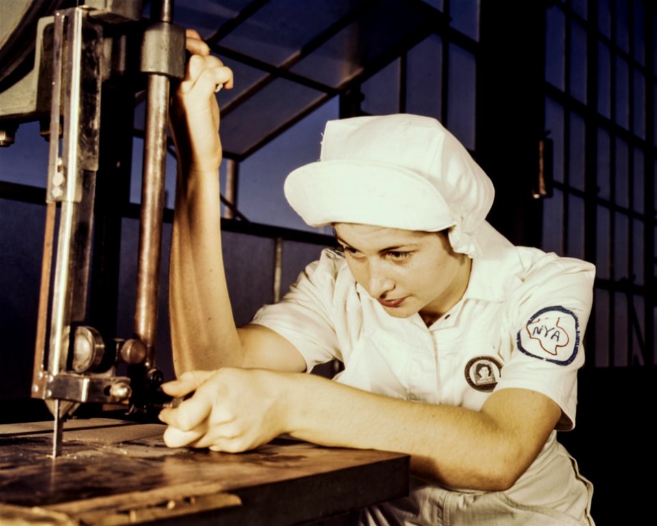 Woman Using Machine During Nighttime