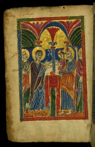Gospel Book Presentation In The Temple Walters Manuscript W540 Fol 8v photo