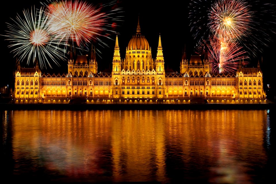 Fireworks Over Hungarian Parliament