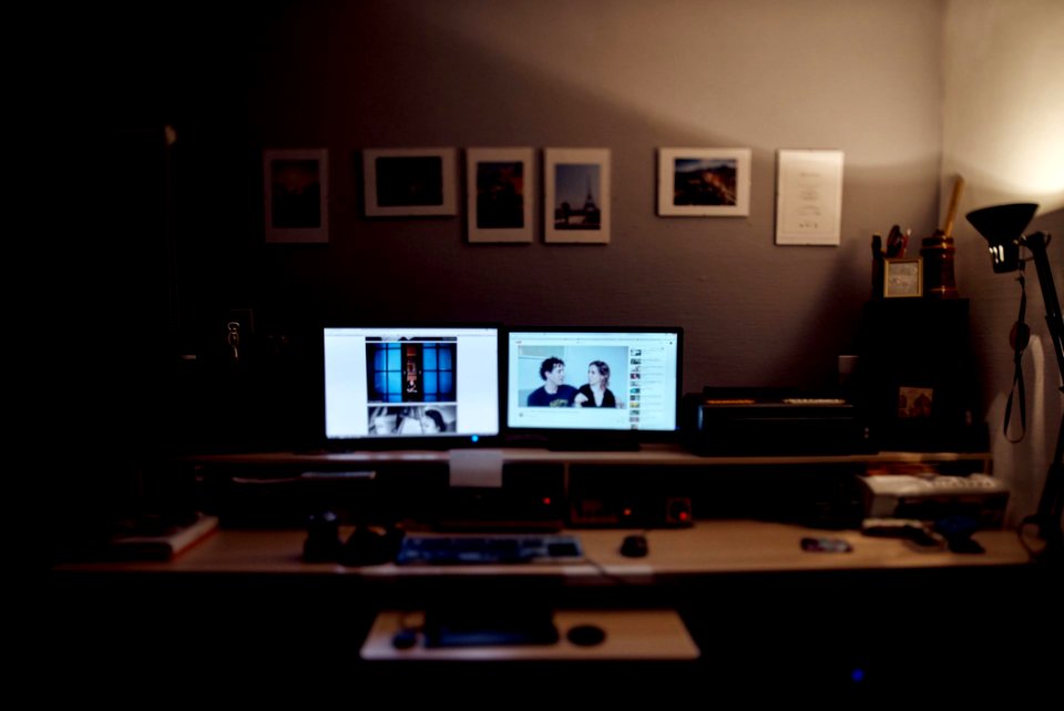 Computer Desk With Two Monitors photo