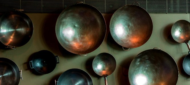 Empty Cooking Pans On Table Top