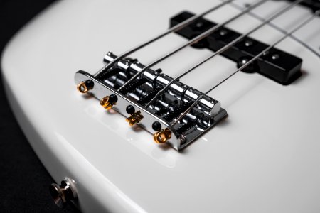 White Electric Bass Guitar photo
