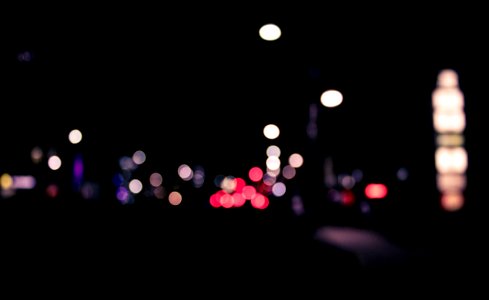 Bokeh Lights In City Street At Night photo