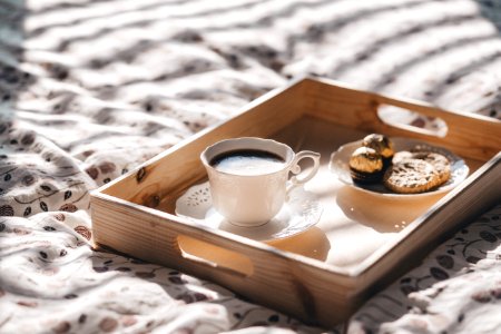Serving Tray With Coffee And Sweets photo