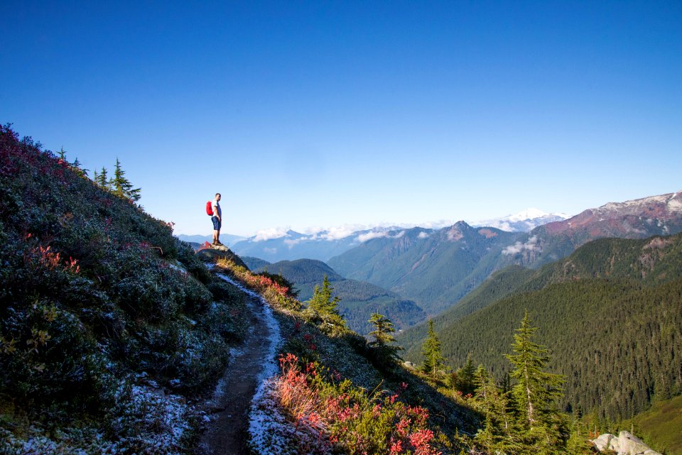 Hiker On Mountains photo