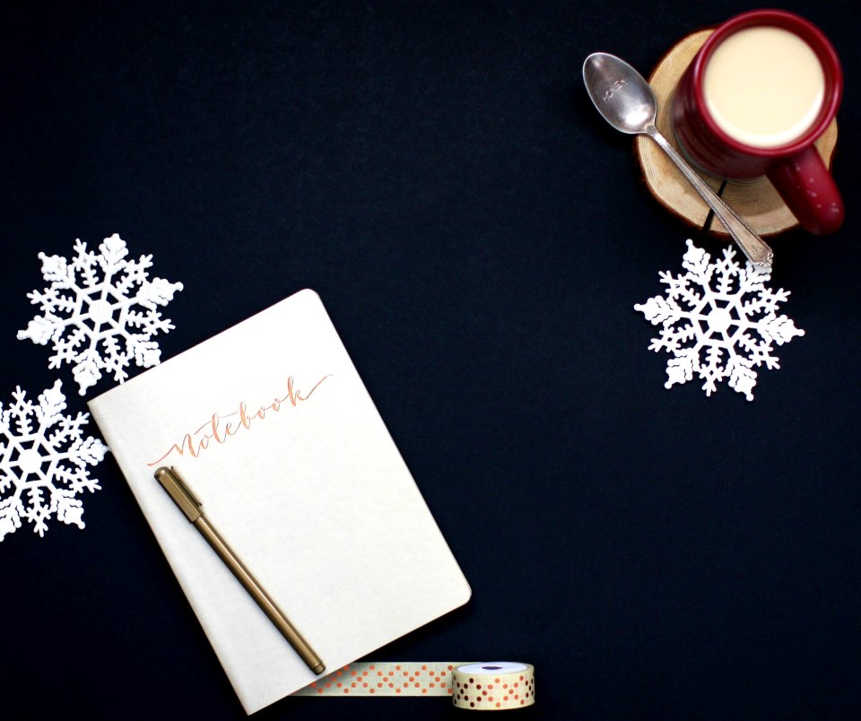 Notebook Coffee And Snowflakes