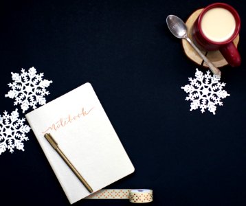 Notebook Coffee And Snowflakes photo