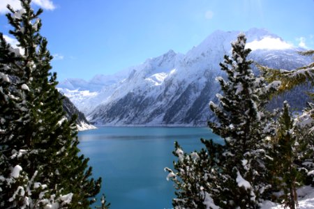 Alpine Lake And Forest In Winter