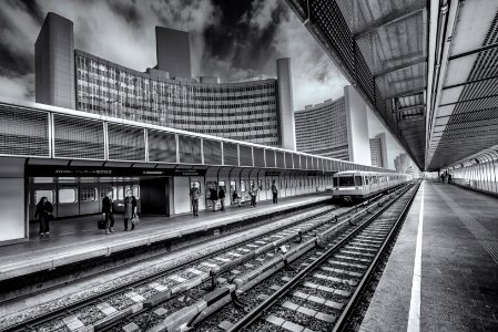 Railroad Station In City photo