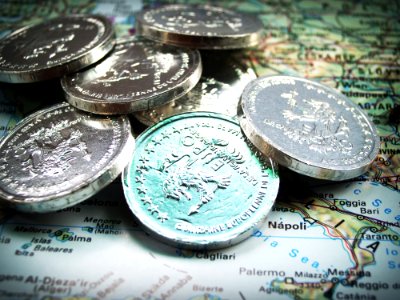 Euro Coins On Map