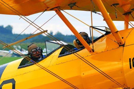 Yellow Airplane Aircraft Aviation photo
