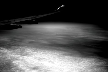 Airplane Wing In Gray Scale Photohraphy photo