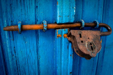 Blue Rust Wood Metal photo