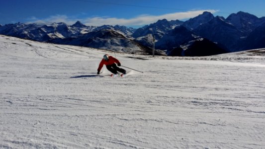 Piste Mountain Range Mountainous Landforms Skiing photo