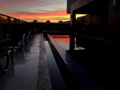 Poolside At Sunset