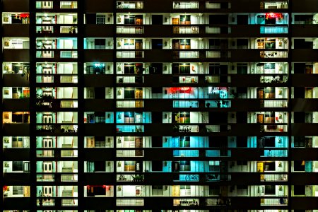 Apartment Block Illuminated At Night