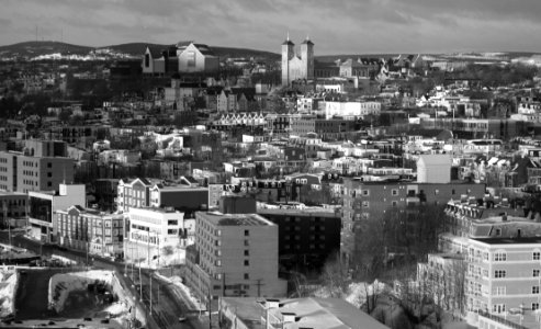 Grayscale Photo Of Urban City photo