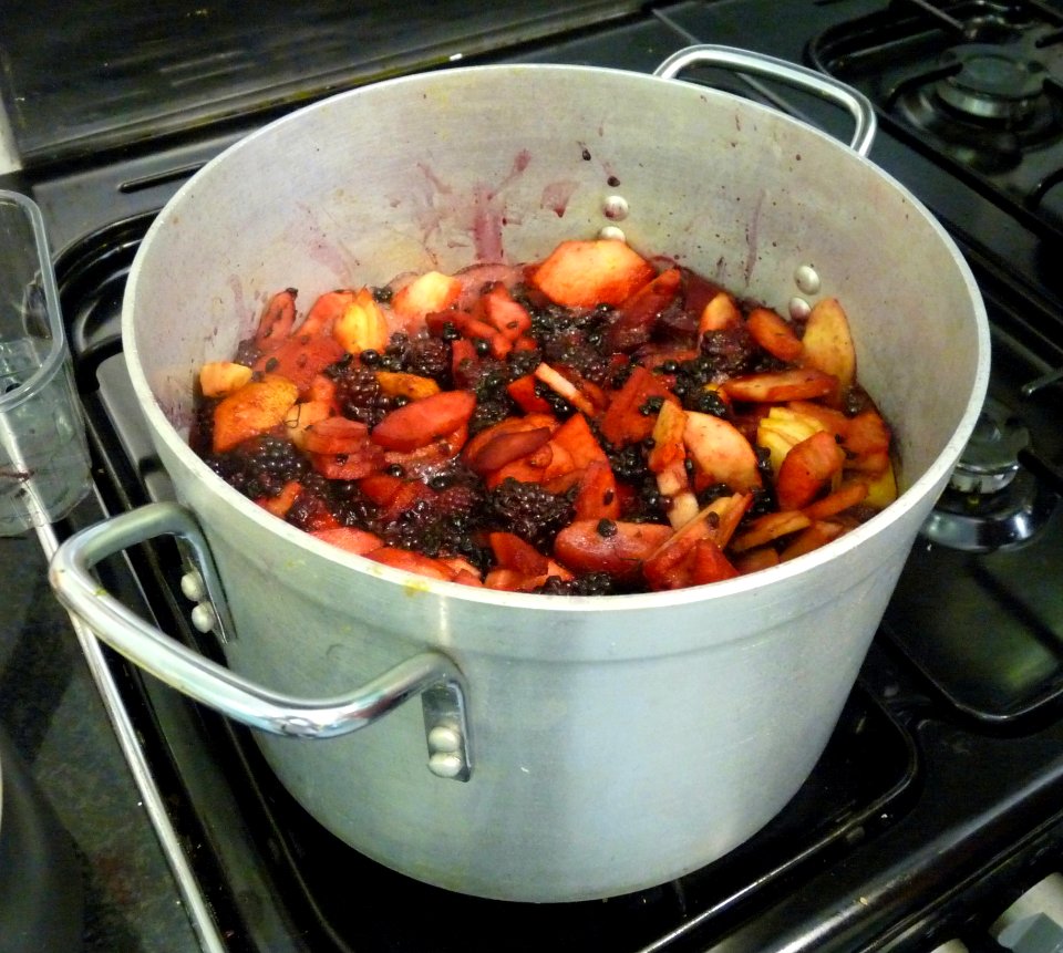 Blackberries Apples And Elderberries About To Be Turned Into Jam