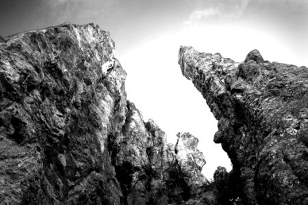 Grayscale Photography Of Rock Formation photo