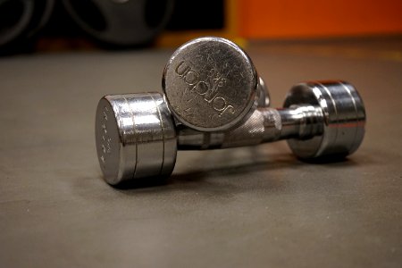 Close Up Photography Of 2 Grey Dumbbell